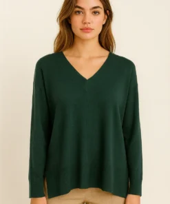 Maglia scollo a V 100% lana merino